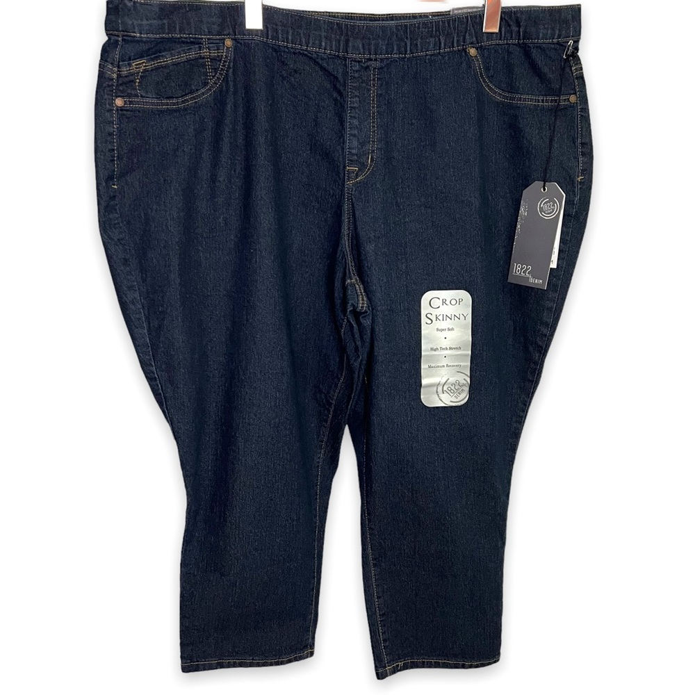 NEW 1822 Denim Pull On dark blue denim Capris Plus Size 22W